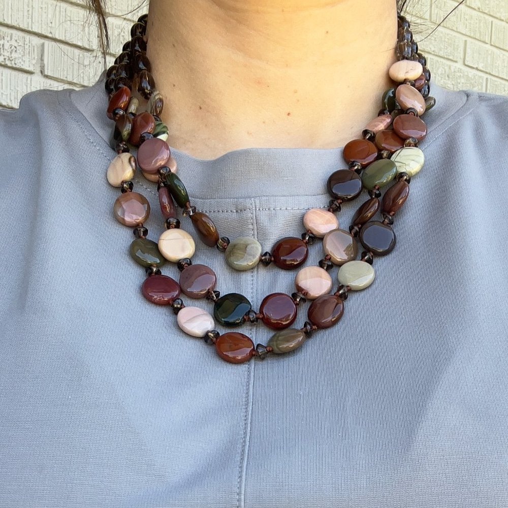 Handmade Three Strand Beaded Necklace